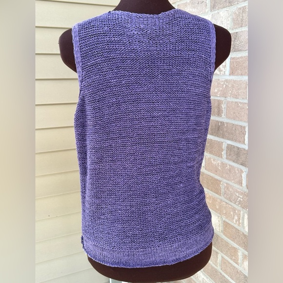 SIGRID OLSEN sM purple sweater set Tank/cardigan Easy care nylon bld Looks new - Picture 4 of 7